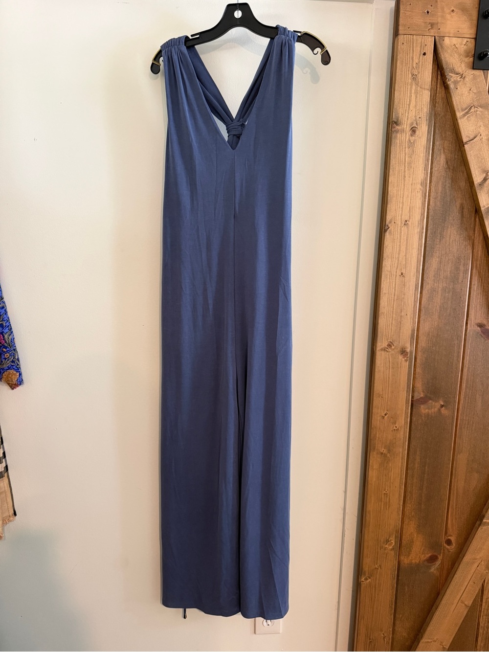 fab'rik Sleeveless V-Neck Wide-Leg Jumpsuit in Slate Blue